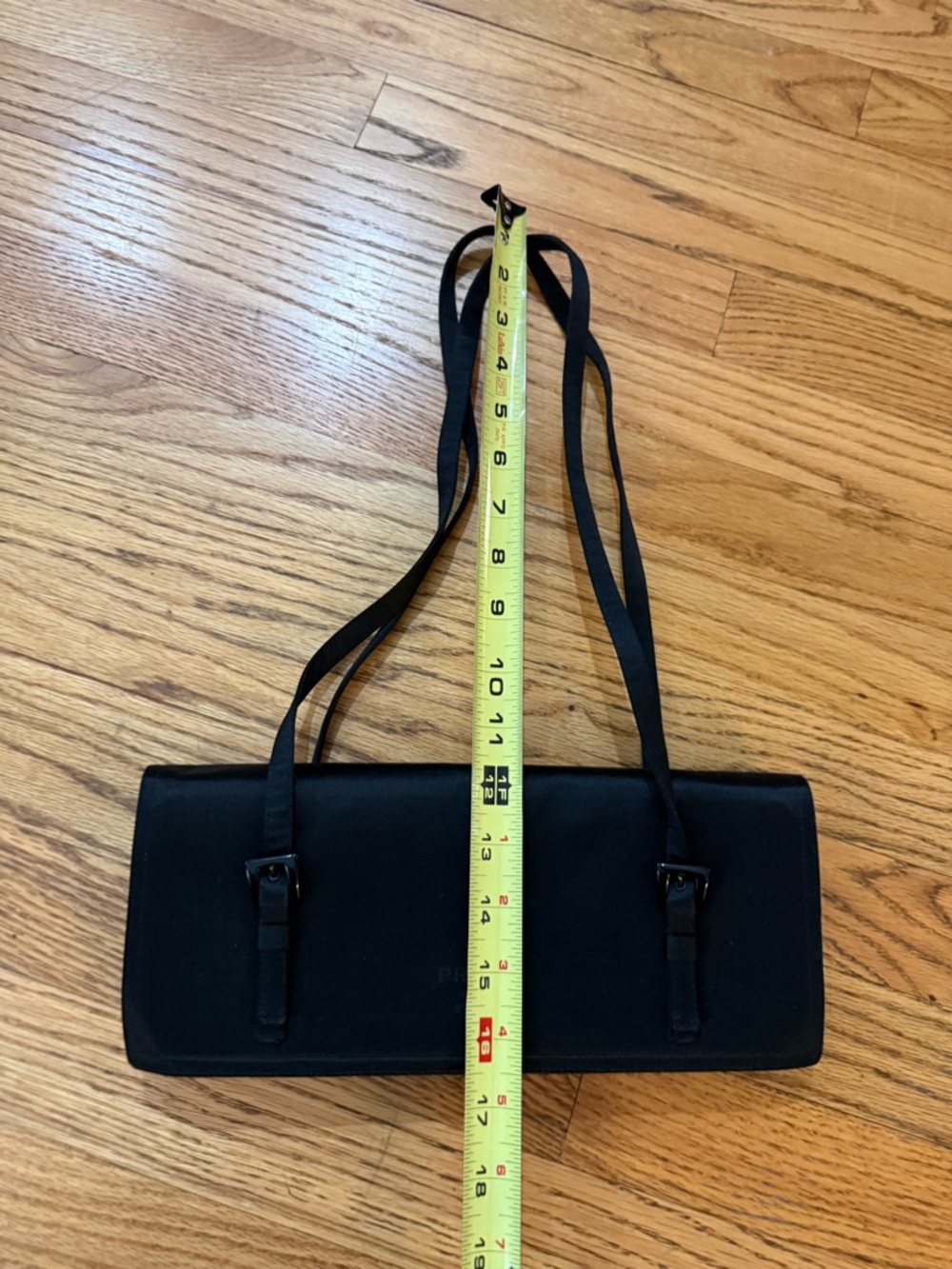 Prada Black Satin Logo Clutch - Authentic EUC